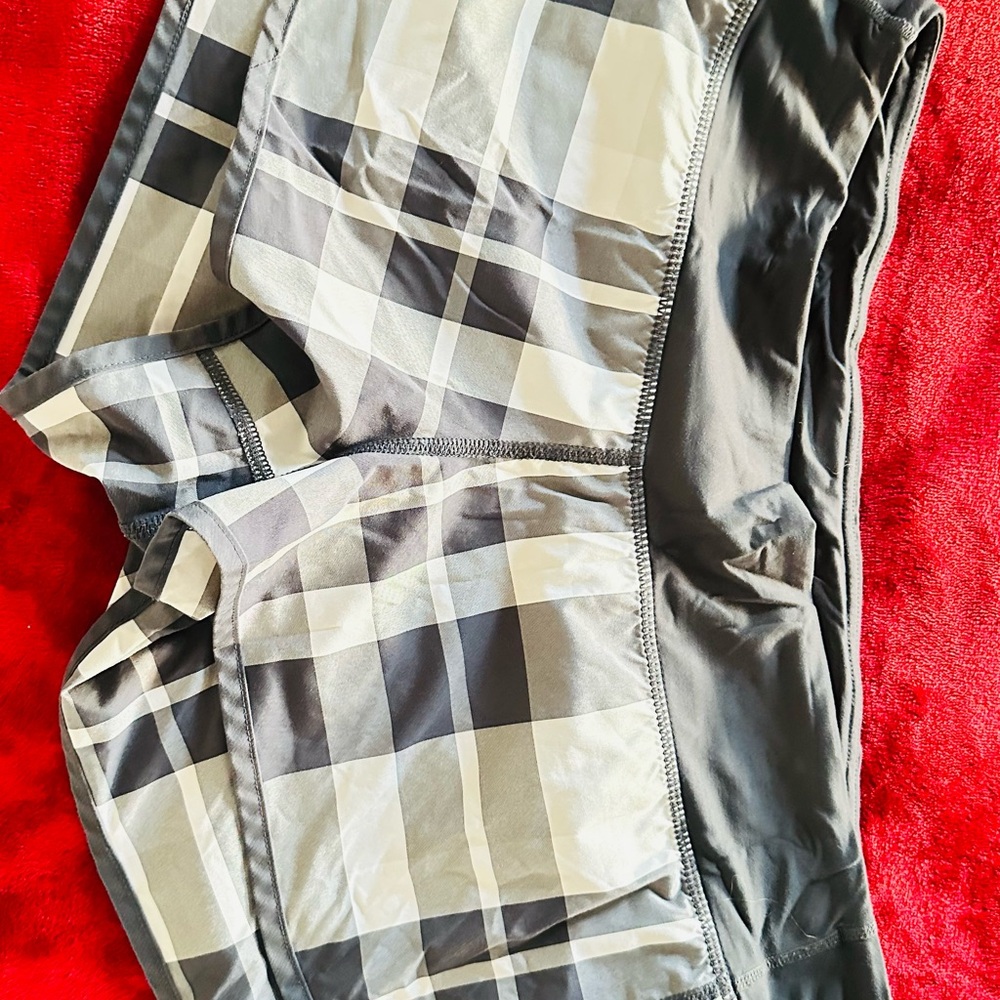 lululemon athletica Black and Gray Plaid Athletic Shorts